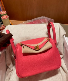 에르메스 미니 린디백 립스틱 금장 끌레망스 가죽